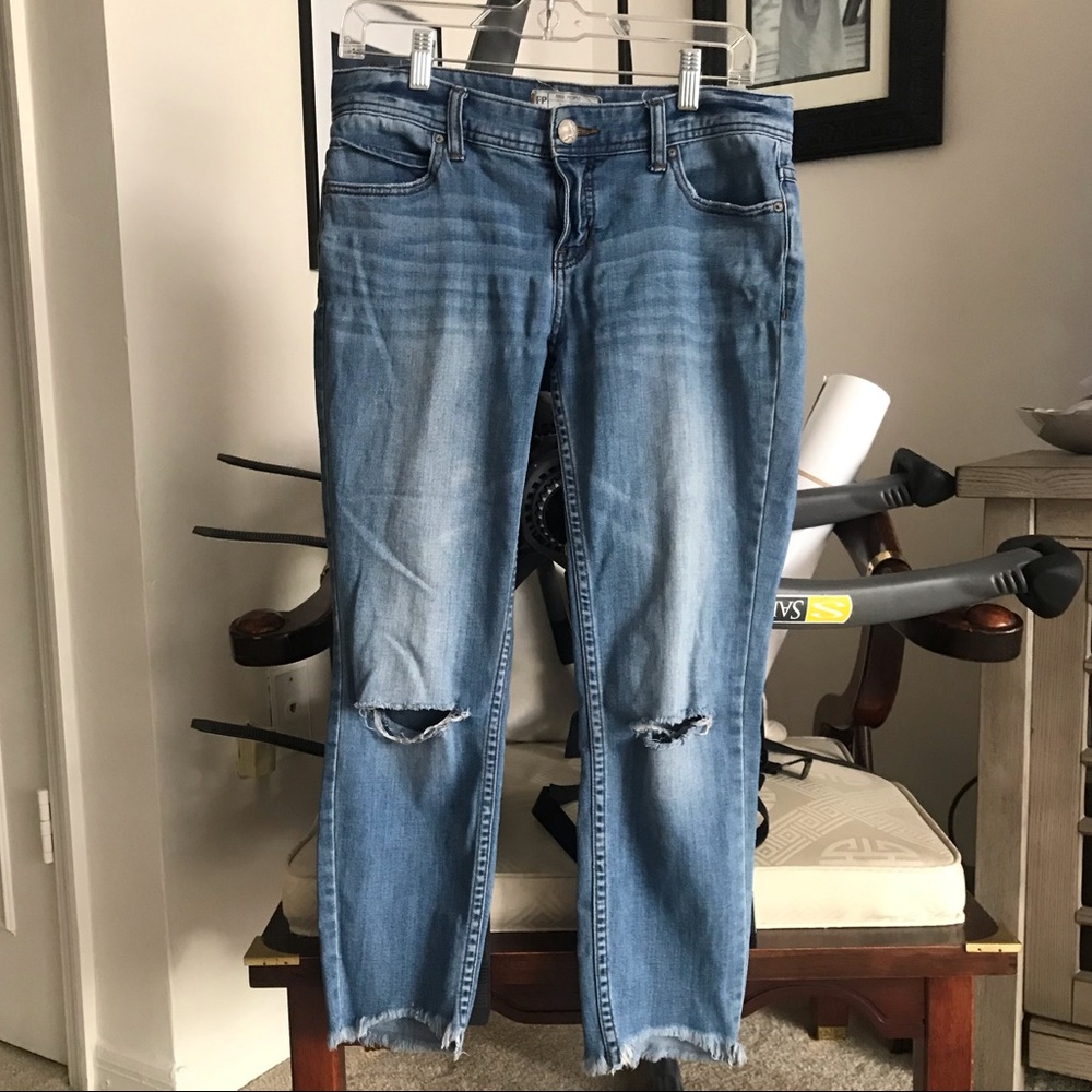 Free People Cropped and Distressed Jeans